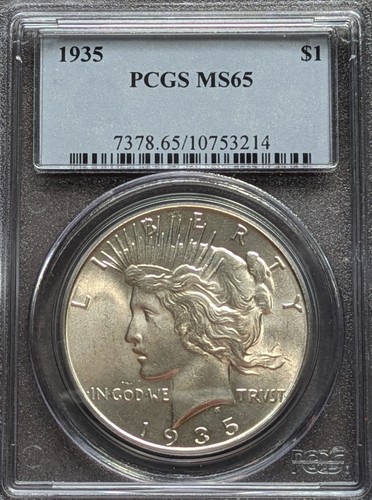 1935 P $1 Peace Silver Dollar PCGS MS 65 Philadelphia - 第 1/2 張圖片