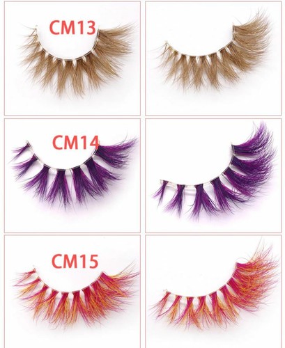 3D mink wholesale natural long individual thick fluffy color eyelashes (1 pair) - Picture 6 of 10