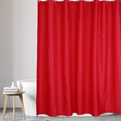 Twofishes Water Repellent Fabric Shower Curtain or Liner 72'' x 72'' Red  