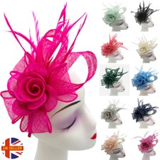 Ladies & Women Wedding Hat Sinamay Fascinator Royal Ascot Races Occasion Clip UK