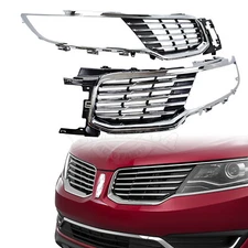 For 2016-2018 Lincoln MKX Front Upper Grille Insert Chrome Black Left Right 2PCS