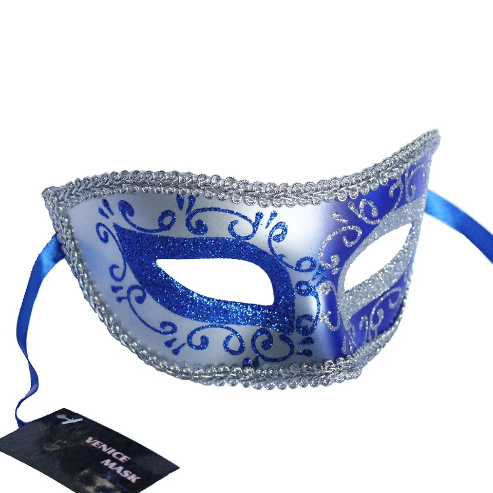 Blue Venetian Mask Masquerade Ball Prom Party Mardi Gras Halloween Wedding  - Image 3 of 3