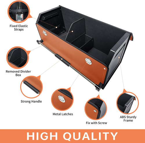 XCF Car Trunk Organizer for SUV, Collapsible Leather Car Storage Trunk Organizer - Picture 3 of 7