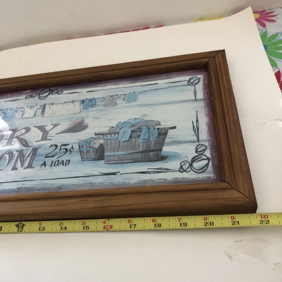 Vintage Hand Painted Primitive Rustic Barnwood Laundry Room Sign 22 In x 10 In - Image 4 of 4