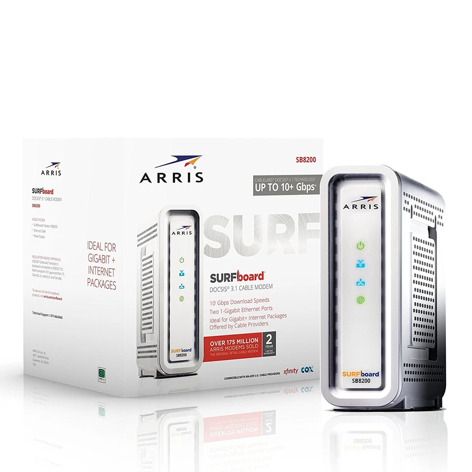 ARRIS SURFboard SB8200 DOCSIS 3.1 white Cable Modem computer Internet gaming - Image 2 of 4