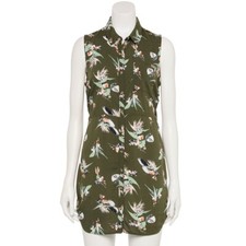 Juniors' VANS $48 Tropical Grape Leaf Floral Print Shirttail Hem Dress NWT