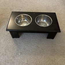 Elevated Dog Bowl Pet Feeder Stainless Steel Raised Stand w/ 2 Bowls Size Small