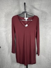 Planet Gold Women's Windsor Wine Juniors L V-Neck Long Sleeves Bodycon Dress NWT
