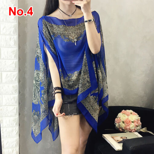 Women Summer Beach Chiffon Blouse Tops Shawl Sun Protection Sunscreen Shirt - Picture 10 of 30