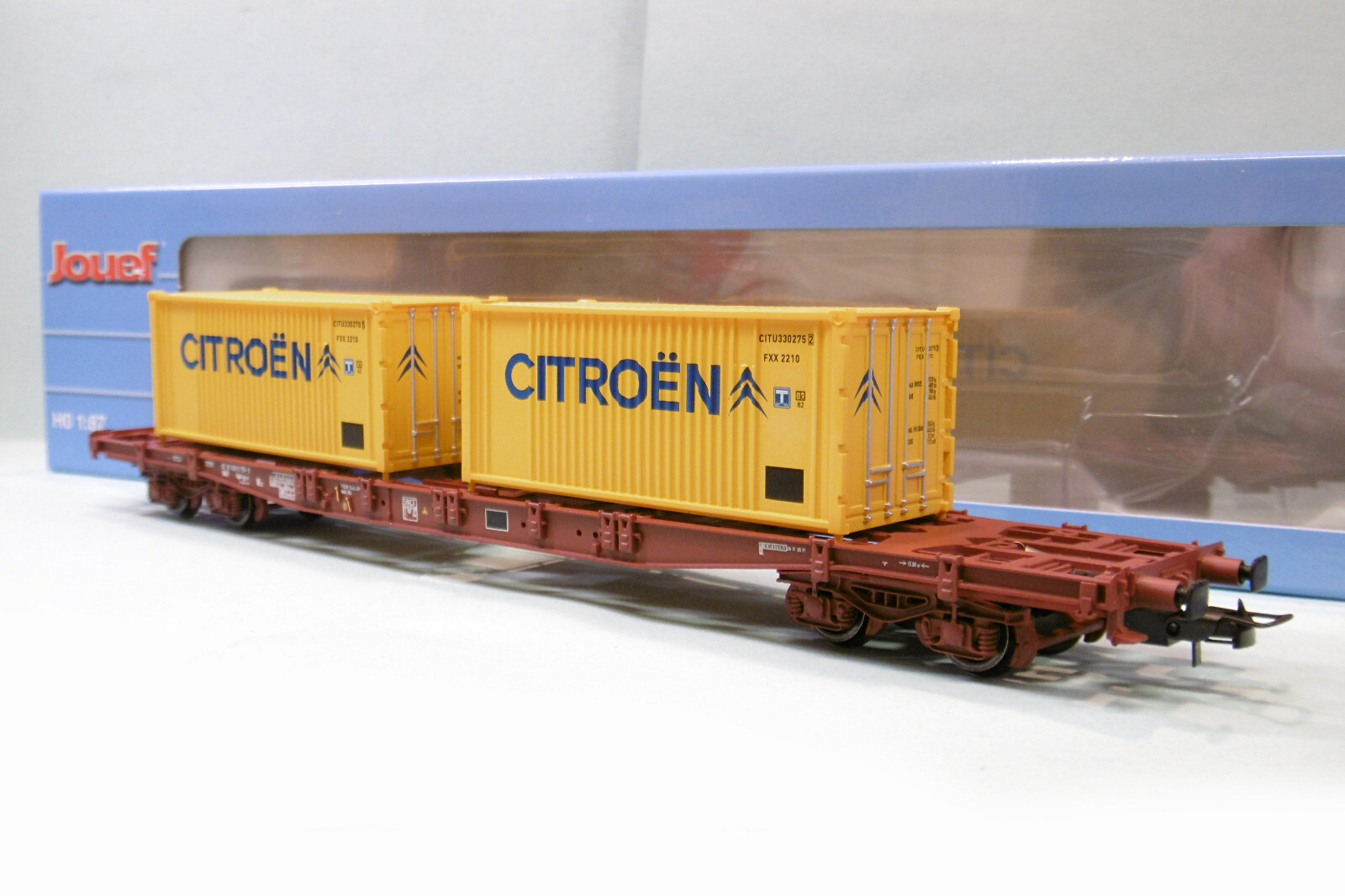 Wagon PORTE-CONTENEUR Sgss SNCF Jouef HJ6242, modélisme ferroviaire haut de gamme époque IV neuf