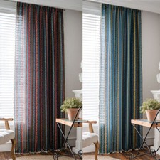 Boho Stripe Print Curtain For Living Room Window assel Treament Drape Valance