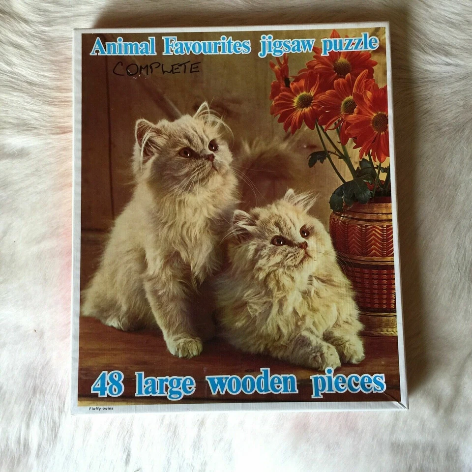 Vtg CAT PUZZLE Vtg Wooden Puzzle Vtg British Semi Longhair CAT Puzzle FLUFFY CAT - image 3 of 4