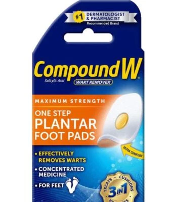 Compound W Plantar Foot Pads Verruca Treatment Wart Remover - BOX OF 20