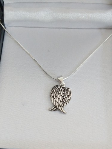 Real 925 Plata Esterlina Doble Ala de Ángel Corazón Dije Collar Regalo Día de la Madre - Imagen 4 de 4
