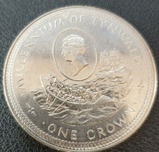 Isola di Man 1 crown, 1979 1000° anniversario Tynwald. Scialuppa salvataggio FDC