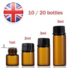 20x Essential Oil Amber Glass Vial Orifice Reducer 1/2/3/5ml Sample Dram Bottles