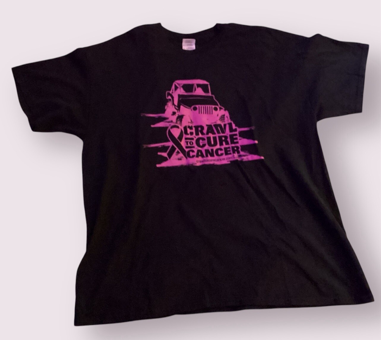 Crawl To Cure Cancer Breast Cancer Awareness Jeep Shirt Size XL  