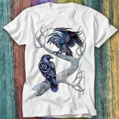 T-Shirt Hugin and Munin Ravens nordische Mythologie Wikinger Gott Odin Rabe Top T-Shirt 470