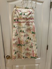 J Crew strapless Nautical resort White Pink Style Dress Size 6