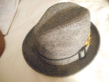 Vintage Men's Fedora Hat SPORTSWEAR BY CHAMP Houndstooth Black White-Size S