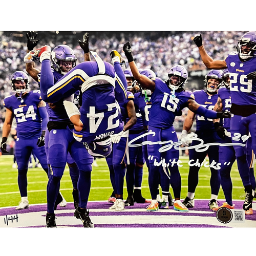 Cam Bynum and Josh Metellus Autographed Minnesota Vikings 8x10 Photo White Chick - Picture 2 of 5