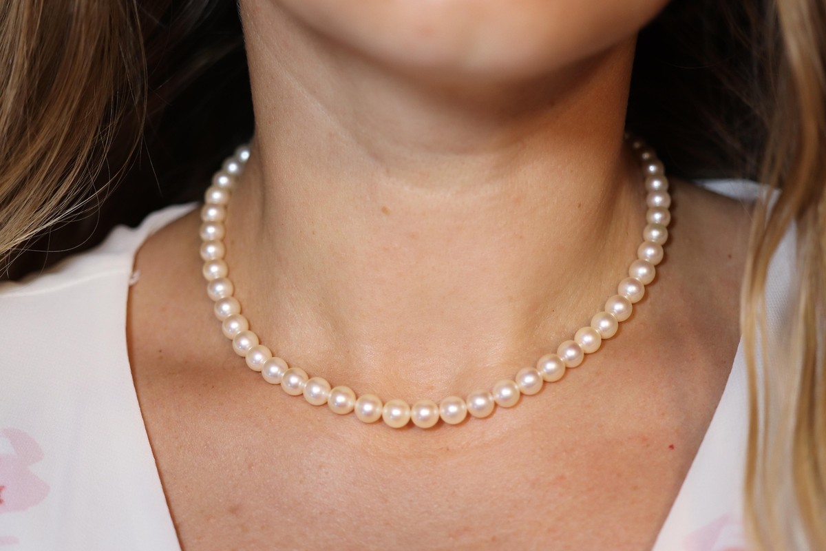 TASAKI 14k White Gold Pearl Necklace. 7mm Pearls Necklace