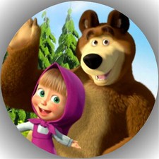 Cake Topper Birthday Party Cake Image Fondant Wafer Masha and the Bear P17