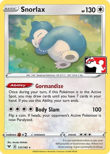 Snorlax HP130 2020 Collectible Pokemon *Foil* Trading Card No. 131