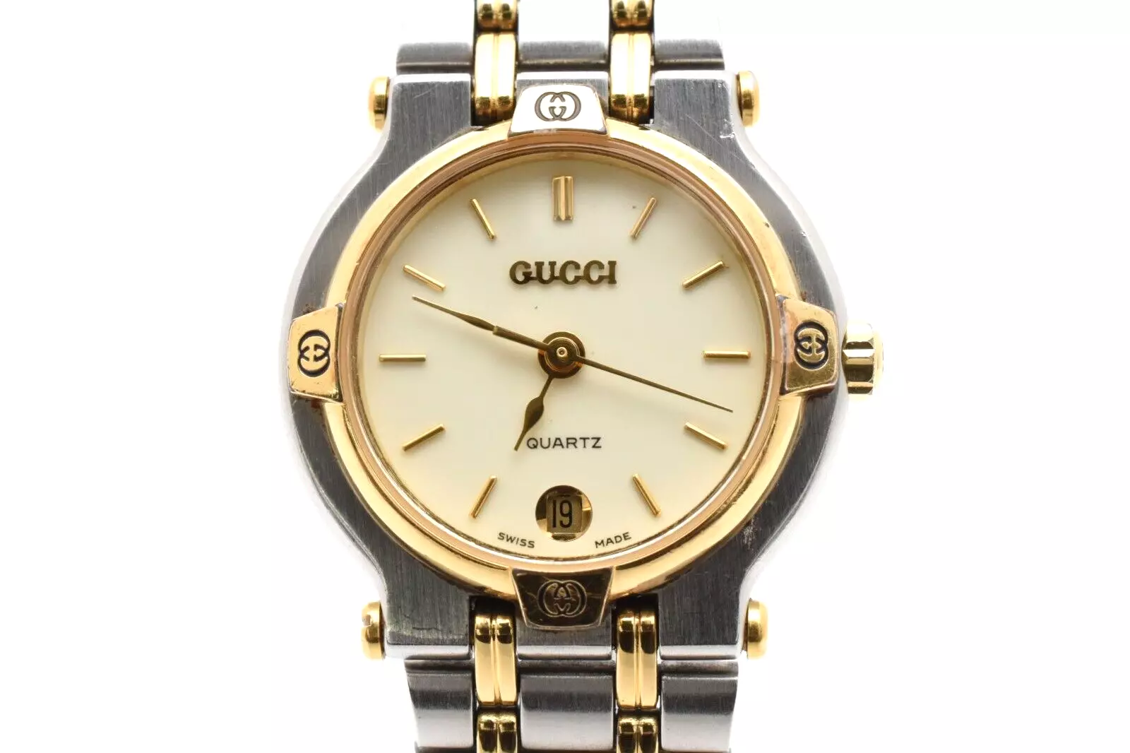 [EXCELLENT+5] Montre femme vintage GUCCI 9000L 25mm cadran ivoire Day Qz du Japon