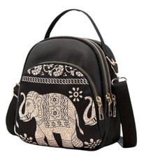 Piccolo zaino da donna, borsa a tracolla 2 in 1, zaino da città nero