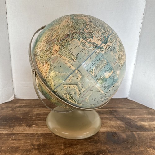 Vintage RAND McNALLY World Portrait 12" Raised Topographical Globe Soviet Union - Afbeelding 1 van 8