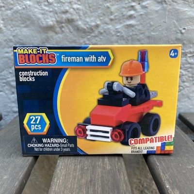 Make it Blocks FIREMAN WITH ATV Sealed New  27 Pieces