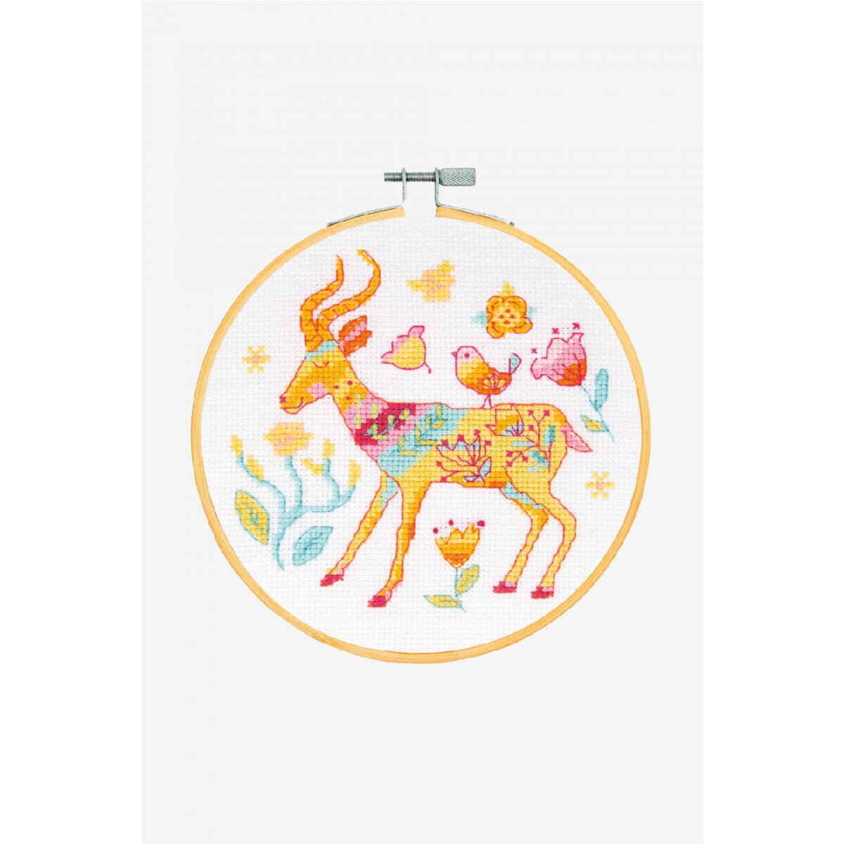 DMC counted cross stitch kit with hoop ""The Antilope"", Diam.15cm, DIY