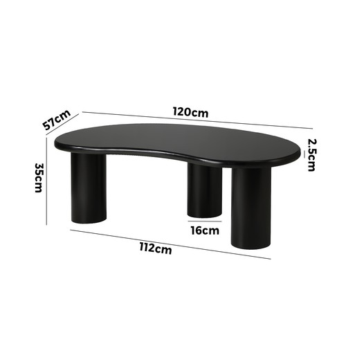 Oikiture Coffee Table Sofa Cafe Desk Side Tables Living Room Irregular Black - Picture 7 of 7