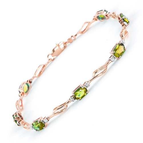 14K. SOLID GOLD TENNIS BRACELET WITH PERIDOT & DIAMOND - Picture 16 of 22