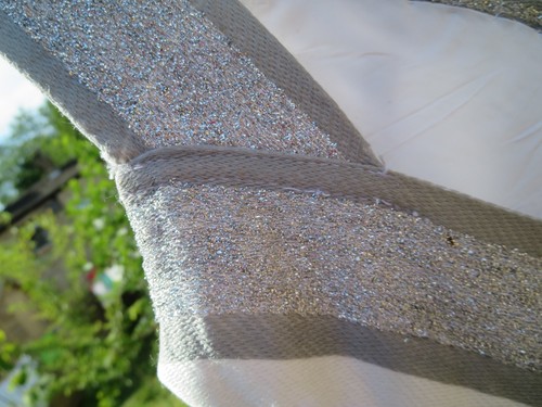 EXQUISITE SILVER IVORY STRIPE HARVEY NICHOLS VINTAGE PROM WEDDING DRESS SZ 10/12 - Picture 10 of 12