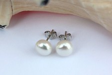 10 mm Wei&szlig; echte Zucht S&uuml;&szlig;wasser Perlen Schmuck Ohrringe Ohrstecker 925 Silber