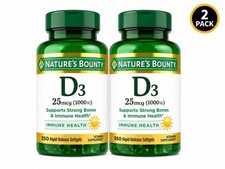 2 Pack Nature s Bounty Vitamin D3 25mcg 1000iu 350ct Each Exp:12-2028 M39