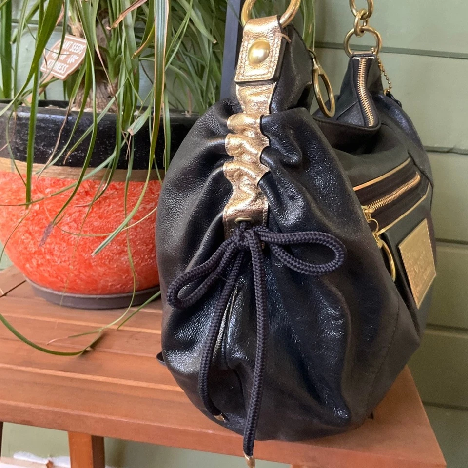 Hobo vintage Coach Poppy negro dorado usado en excelente estado Foto 2 de 4