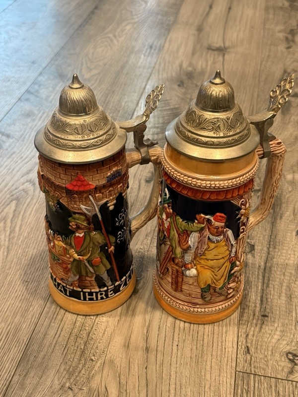 2 Vintage Beer Stain Made In Germany  AUCH DIE FREUD HAT IHRE ZEIT