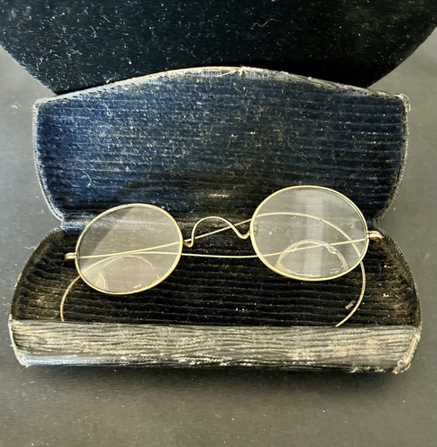 Antiguo estuche original con borde de alambre relleno de oro Stevens & Co para gafas años 1890 - Imagen 1 de 5