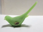 Vintage Fenton Green Satin Glass Bird of Happiness Figure