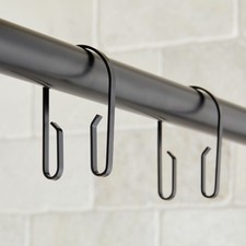 U-Shape Rustproof Double Shower Hooks, Matte Black, Set of 12