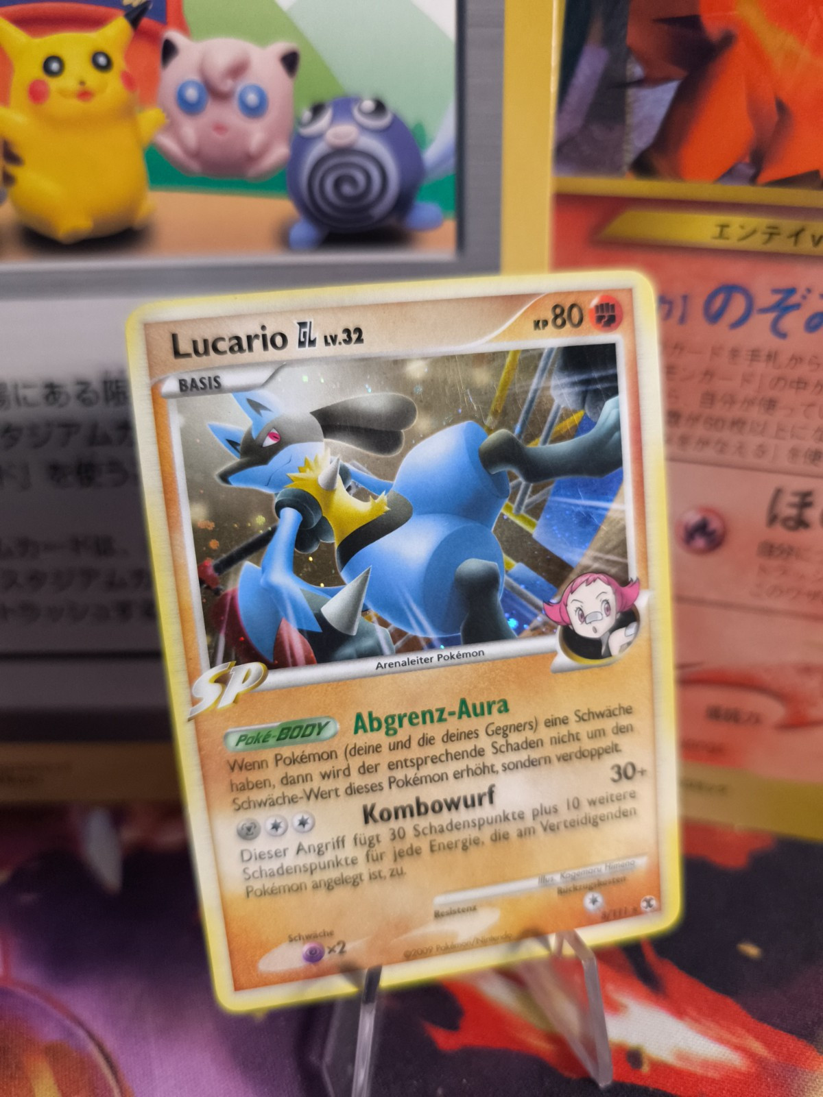 Pokemon Karte Card Lucario GL LV. 32 Rising Rivals Deutsch Rivalen Holo NM