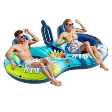 Inflatable Double River Tube, 2 Person 660lb Capacity, Puncture Dark Blue