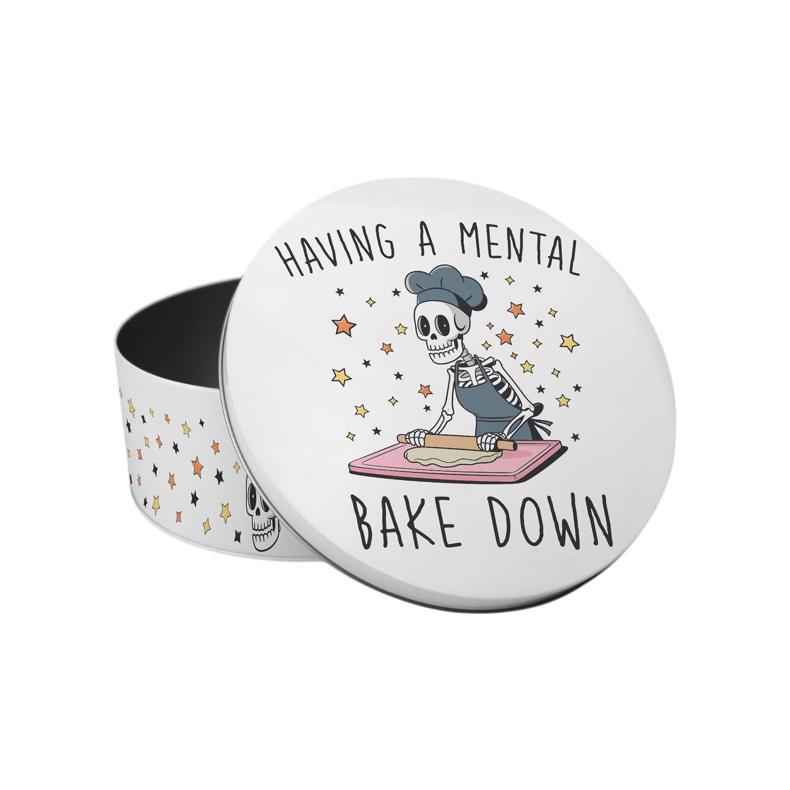 Mental Bake Down Small Cake Tin - Round Metal Storage Gifts for Baking & Cooking