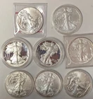 Lot of 8 $1 American Silver Eagle 1 oz Silver Coins - 2 Proofs 6 Business - A292