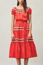 Tory Burch Red Tiered Peasant Dress Size XS   $428.00