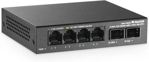Lien moker 4-Port 2.5G Commutateur Ethernet avec 2 SFP+ Fentes, Design sans ventilateur