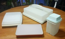 Tupperware 4 PC Lot 9x13 Cake Carrier Pickle Holder Devil Egg Holder Deli...